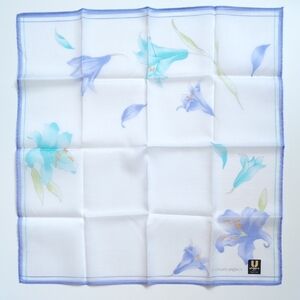 NWT Emanuel Ungaro Paris Floral‎ Cotton Scarf - Handkerchief Pocket Square 16"